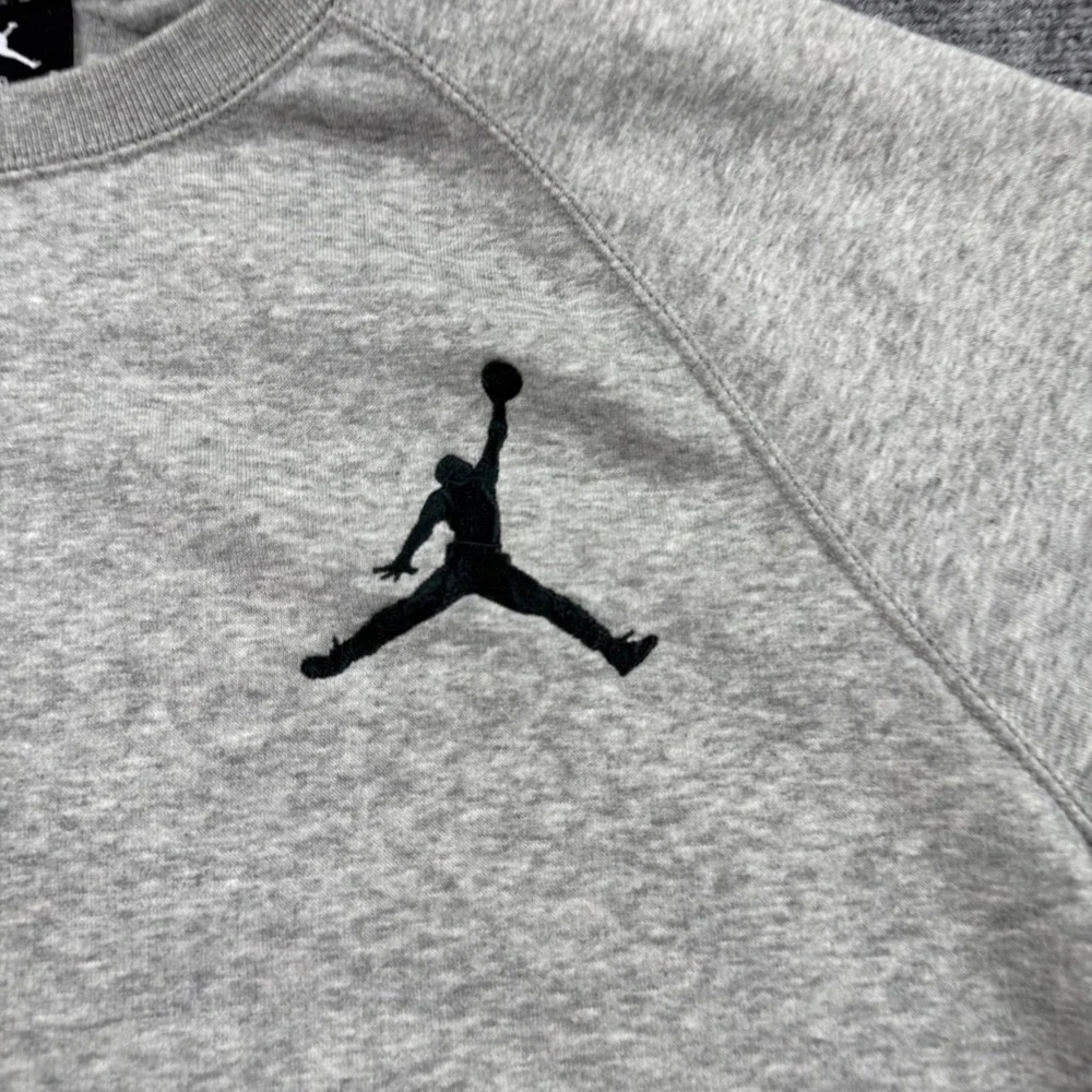 Jordan Sweatshirt Large Gray Black Jumpman Raglan Fleece‎ 689002-064 Men's